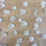 Mesh with 3d roses off white