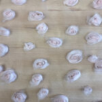 Mesh with 3d roses pink