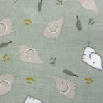 Cotton fabric mint elephant