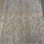 Lace with beads grey-ciel bace