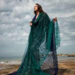 Lace with beads green