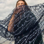 Lace with beads blue