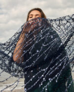 Lace with beads blue